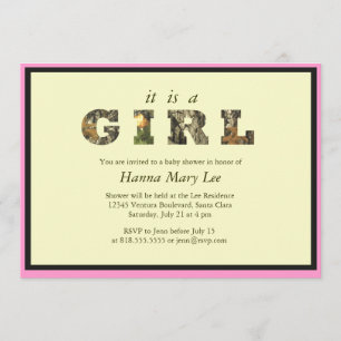 Camo Het is een Girl Baby shower Uitnodiging
