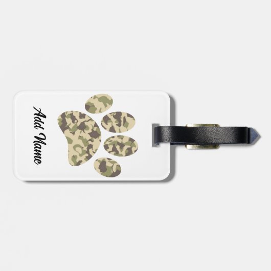 Camo hondenpootafdruk bagagelabel (Achterkant horizontaal)