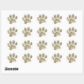 Camo hondenpootafdruk ronde sticker (Vel)