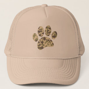 Camo hondenpootafdruk trucker pet