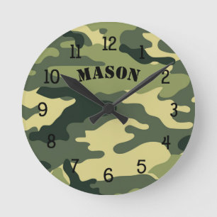 Camo Horloge avec nom, chambre à coucher enfant CG
