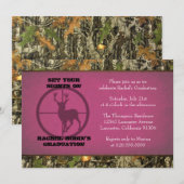 Camo Hot Pink Graduation Invitations Kaart (Voorkant / Achterkant)