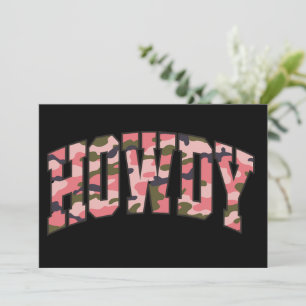 Camo Howdy Roze Preppy Camouflage Kerstmis Feestdagenkaart