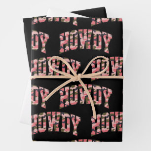 Camo Howdy Roze Preppy Camouflage Kerstmis Inpakpapier Vel
