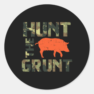 Camo Hunt De Grunt Hog Wilde Zwijnen Jacht Ronde Sticker