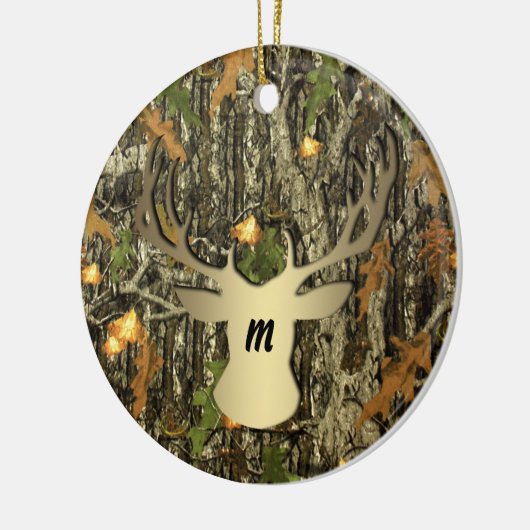 Camo Hunting Deer Monogram Ornament (Links)