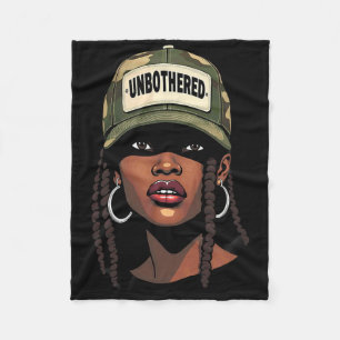 Camo Juneteenth Onbezorgde Zwarte Meisje Loc'd _1 Fleece Deken