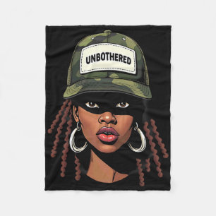 Camo Juneteenth Onbezorgde Zwarte Meisje Loc'd _7 Fleece Deken