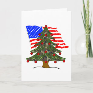 Camo kerstboom met Amerikaanse vlag Feestdagen Kaart