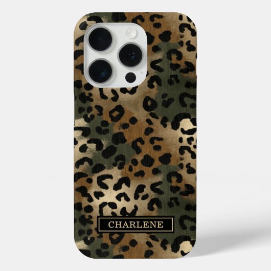 Camo Leopard Print Monogrammed Case-Mate iPhone Case (Achterkant)