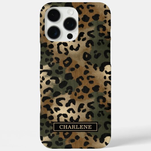 Camo Leopard Print Monogrammed Case-Mate iPhone Case (Achterkant)