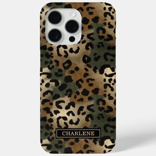 Camo Leopard Print Monogrammed Case-Mate iPhone Case (Achterkant)