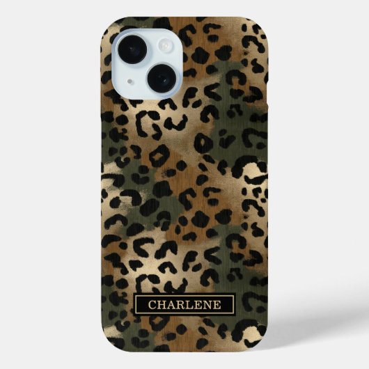 Camo Leopard Print Monogrammed Case-Mate iPhone Case (Achterkant)
