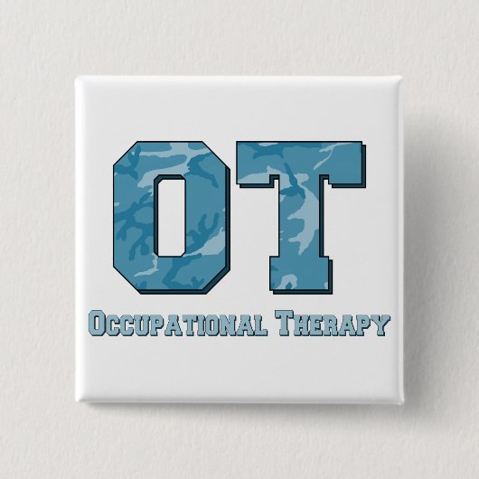 camo letters blue vierkante button 5,1 cm (Voorkant)