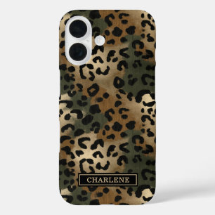 Camo Luipaardprint met Monogram iPhone 16 Hoesje