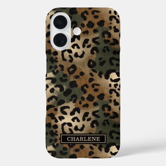 Camo Luipaardprint met Monogram Case-Mate iPhone Case (Achterkant)