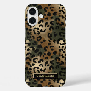 Camo Luipaardprint Monogram iPhone 16 Plus Hoesje