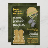 Camo Militaire Verjaardag Flat Uitnodiging (Voorkant / Achterkant)