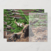 Camo Moose Hunting Theme Wedding Invitations Kaart (Voorkant / Achterkant)