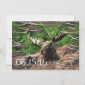 Camo Moose Hunting Theme Wedding Invitations Kaart (Achterkant)