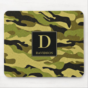 Camo Mousepad met Initiaal Monogram Camouflage Muismat