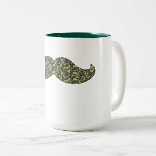 Camo Mustache mok grappige zwarte snor (Voorkant rechts)