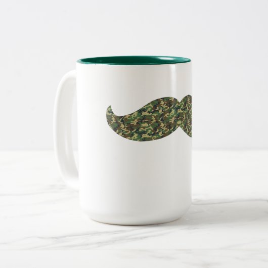 Camo Mustache mok grappige zwarte snor (Voorkant links)