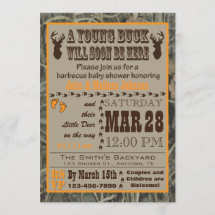 Camo orange chassant des invitations de baby