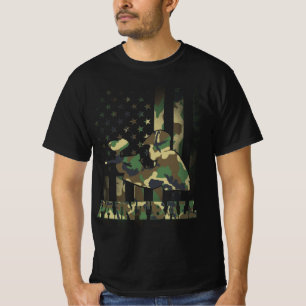 Camo Paintball Player American Flag USA T-shirt