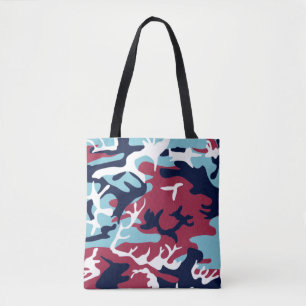 Camo Pattern - Burgundy Navy Blue White Draagtas