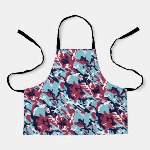 Camo Pattern - Burgundy Navy Blue White Schort