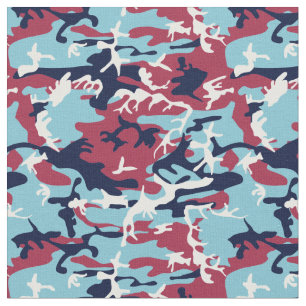 Camo Pattern - Burgundy Navy Blue White Stof