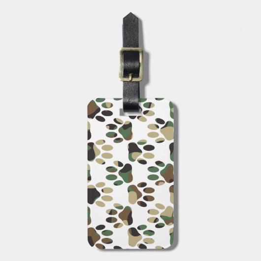 Camo Pattern Dog Paw Print Bagagelabel (Voorkant verticaal)