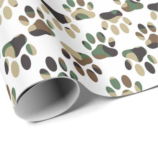 Camo Pattern Dog Paw Print Cadeaupapier (Rol Hoek)