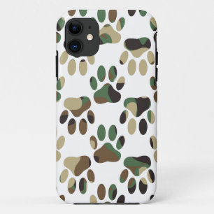 Camo Pattern Dog Paw Print iPhone 11 Hoesje