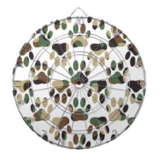 Camo Pattern Dog Paw Print Dartbord (Voorkant)