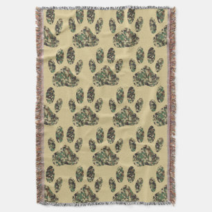 Camo Pattern Dog Paw Print Deken