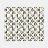 Camo Pattern Dog Paw Print Fleece Deken (Voorkant (Horizontaal))