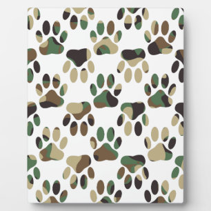 Camo Pattern Dog Paw Print Fotoplaat