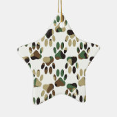 Camo Pattern Dog Paw Print Keramisch Ornament (Rechts)