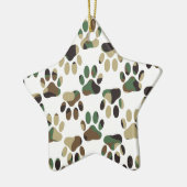 Camo Pattern Dog Paw Print Keramisch Ornament (Links)