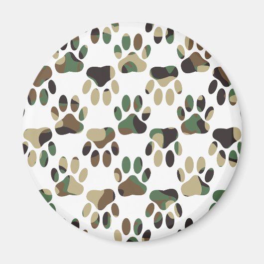 Camo Pattern Dog Paw Print Magneet (Voorkant)