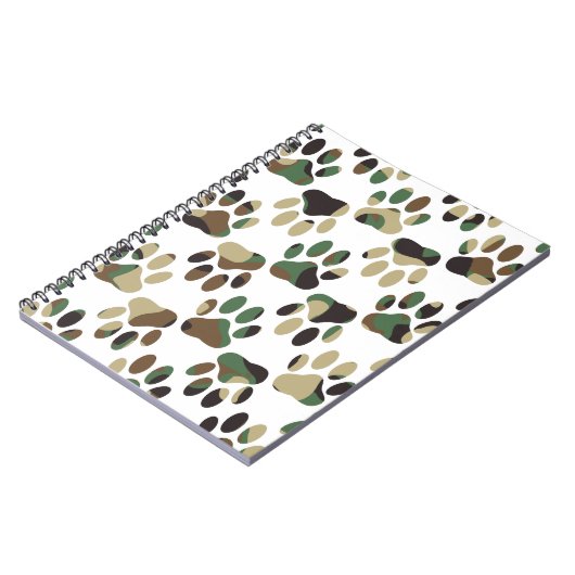 Camo Pattern Dog Paw Print Notitieboek (Linkerzijde)