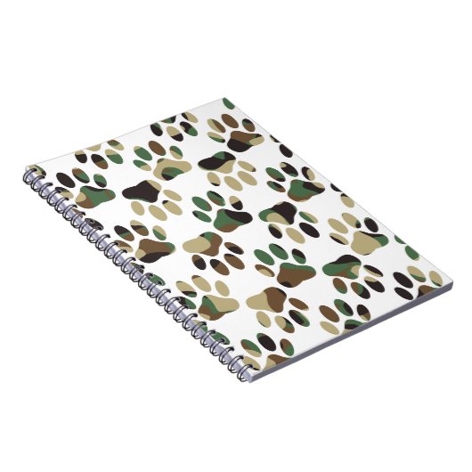 Camo Pattern Dog Paw Print Notitieboek (Rechterzijde)