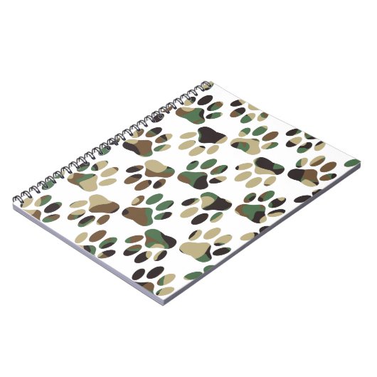 Camo Pattern Dog Paw Print Notitieboek (Linkerzijde)