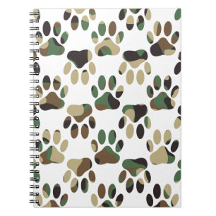 Camo Pattern Dog Paw Print Notitieboek