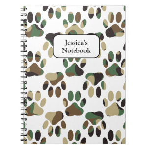 Camo Pattern Dog Paw Print Notitieboek