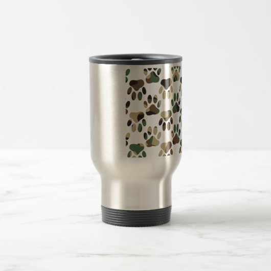 Camo Pattern Dog Paw Print Reisbeker (Center)