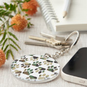 Camo Pattern Dog Paw Print Sleutelhanger (Voorkant Rechts)