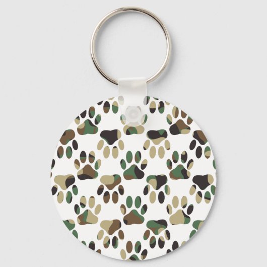 Camo Pattern Dog Paw Print Sleutelhanger (Voorkant)